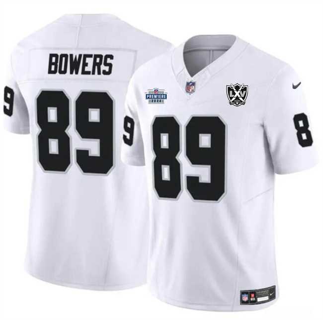 Men & Women & Youth Las Vegas Raiders #89 Brock Bowers White 2024 F.U.S.E 65th Anniversary Patch Vapor Stitched Jersey->las vegas raiders->NFL Jersey